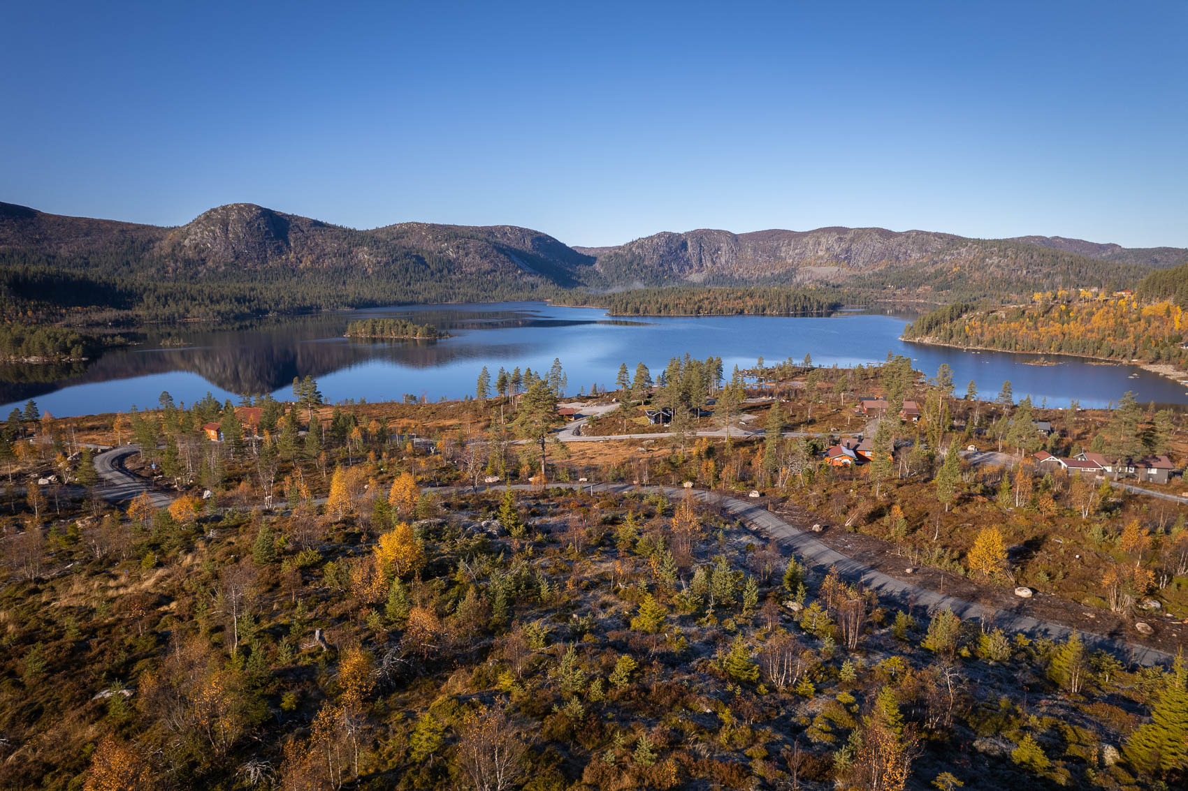 Hyttetomter i Birtedalen i Fyresdal kommune på Høsten